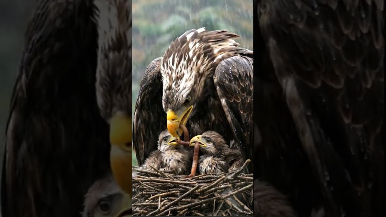 Mother Protecting Her Babies From Heavy Rain🥺 