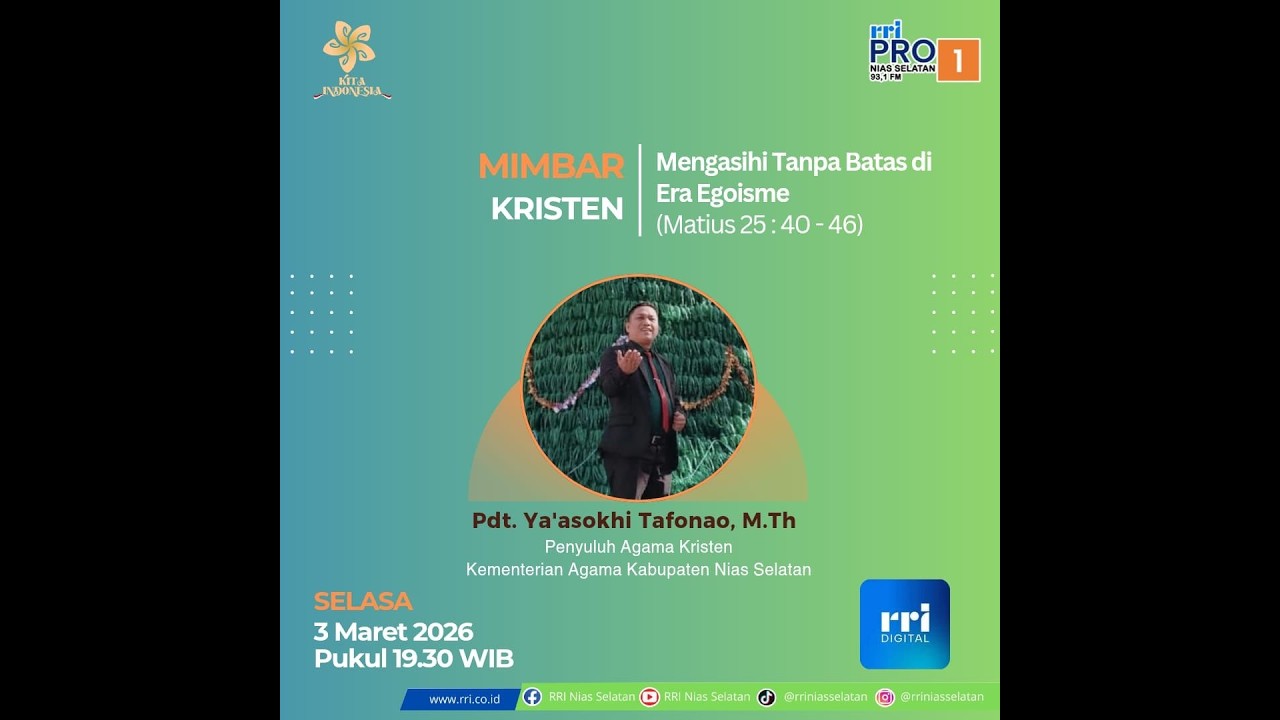 🔴LIVE |  MIMBAR KRISTEN - Mengasihi Tanpa Batas di Era Egoisme (Matius 25: 40-46)