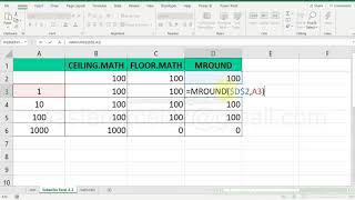 Mround, Ceiling.math, floor.math formulas with 4 level in excel