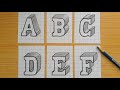 3d drawing letter a  z how to draw capital alphabet easy for beginners