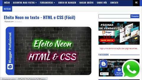 Efeito Neon - HTML e CSS - Blogger Profissional