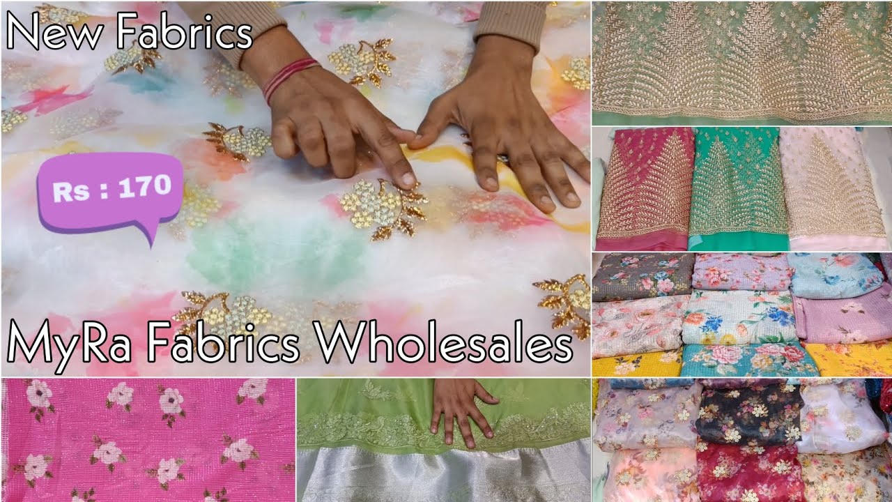 New Fabrics Organza Zari Work ₹ 170 MyRa Fabrics Wholesale HYDERABAD 