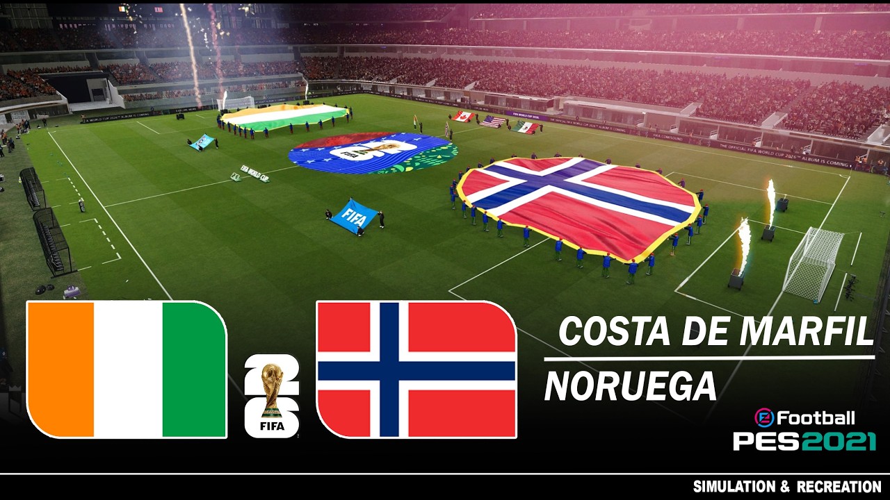 Costa de Marfil vs Noruega ● Copa Mundial 2026 ● Simulación Pes 2021