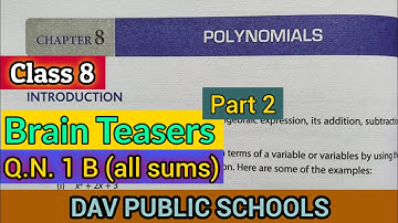 DAV class 8 maths chapter 8 Polynomials - Brain Teasers Q.N. 1B All sum