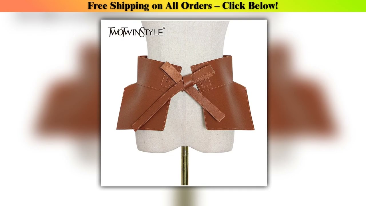 TWOTWINSTYLE Lace Up Bowknot Camel Belt For Women High Waist Minimalist Oversized Belts Female 2022
