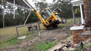 Backhoe Tips Over