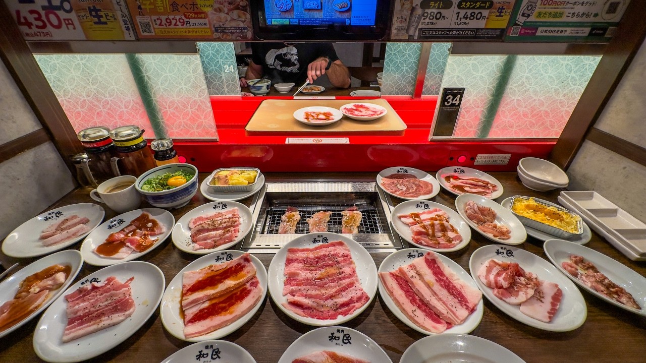 All You Can Eat BBQ Conveyor Belt in Japan