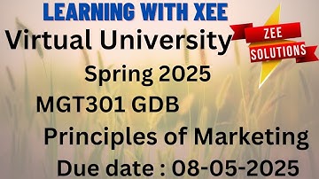 MGT301 Principles of Marketing GDB Spring 2025 Virtual University of Pakistan