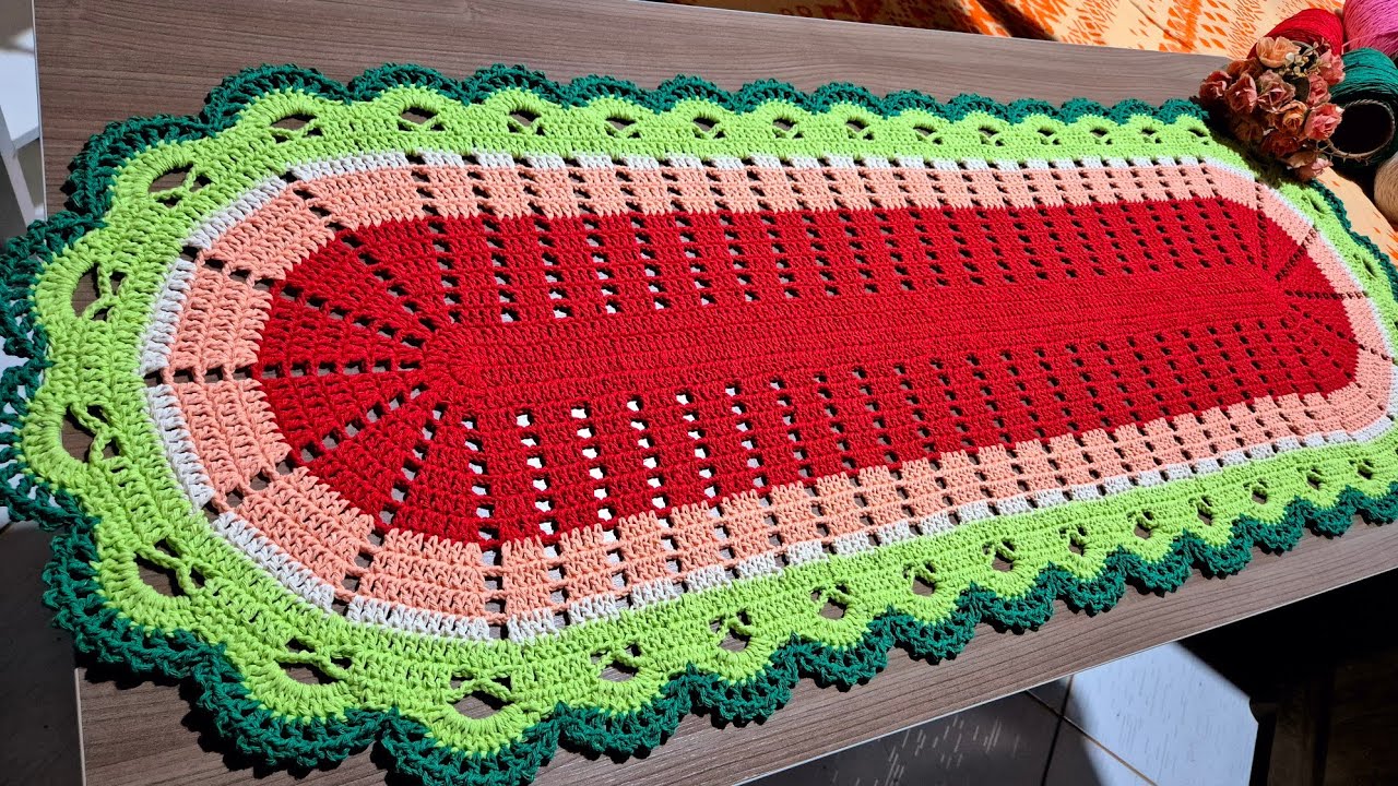 Passadeira Oval Melancia 🍉/ Passo a Passo/ fácil/ Rápido e econômico