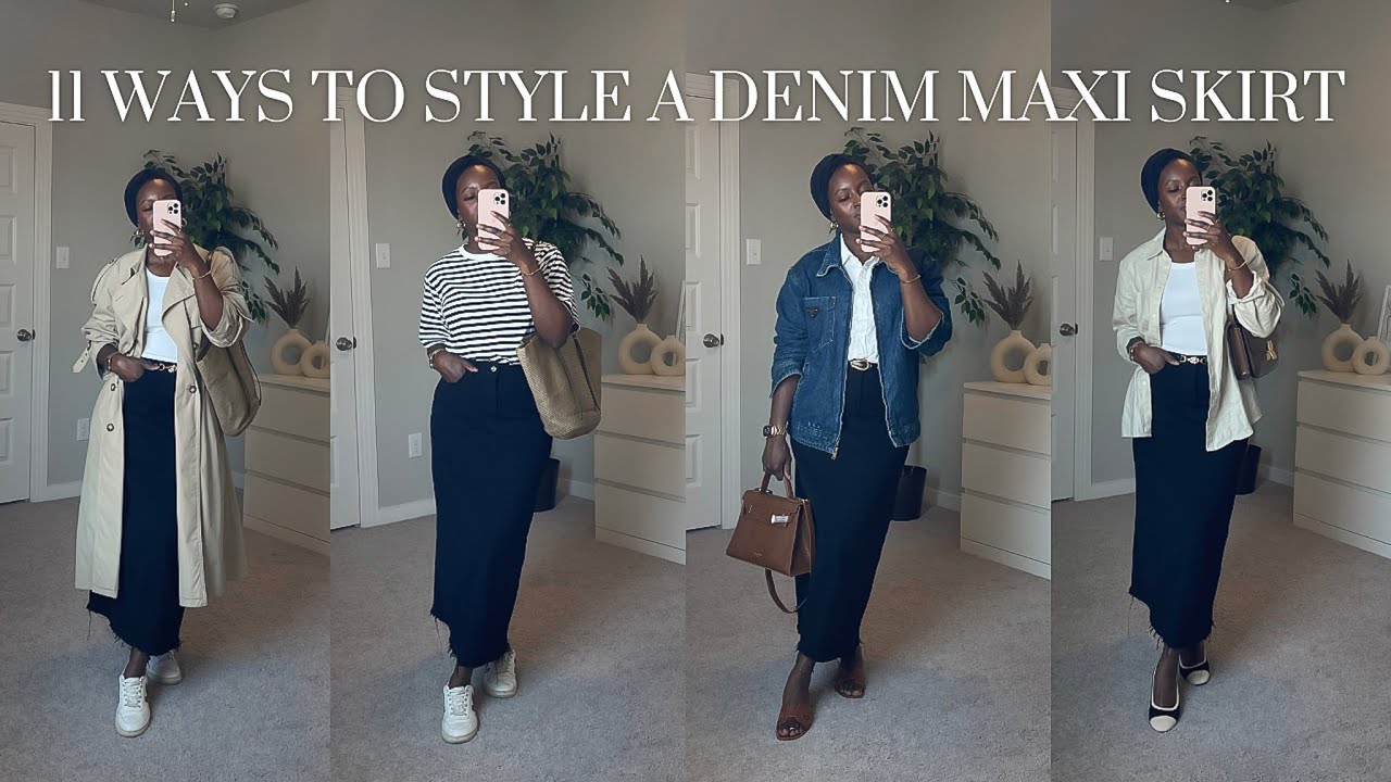 11 WAYS TO STYLE A DENIM MAXI SKIRT | Modest edition