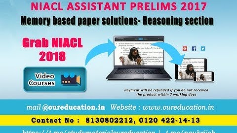 Previous paper solutions for NIACL Assistant 2017 by Neelakshi Mam- Reasoning section|