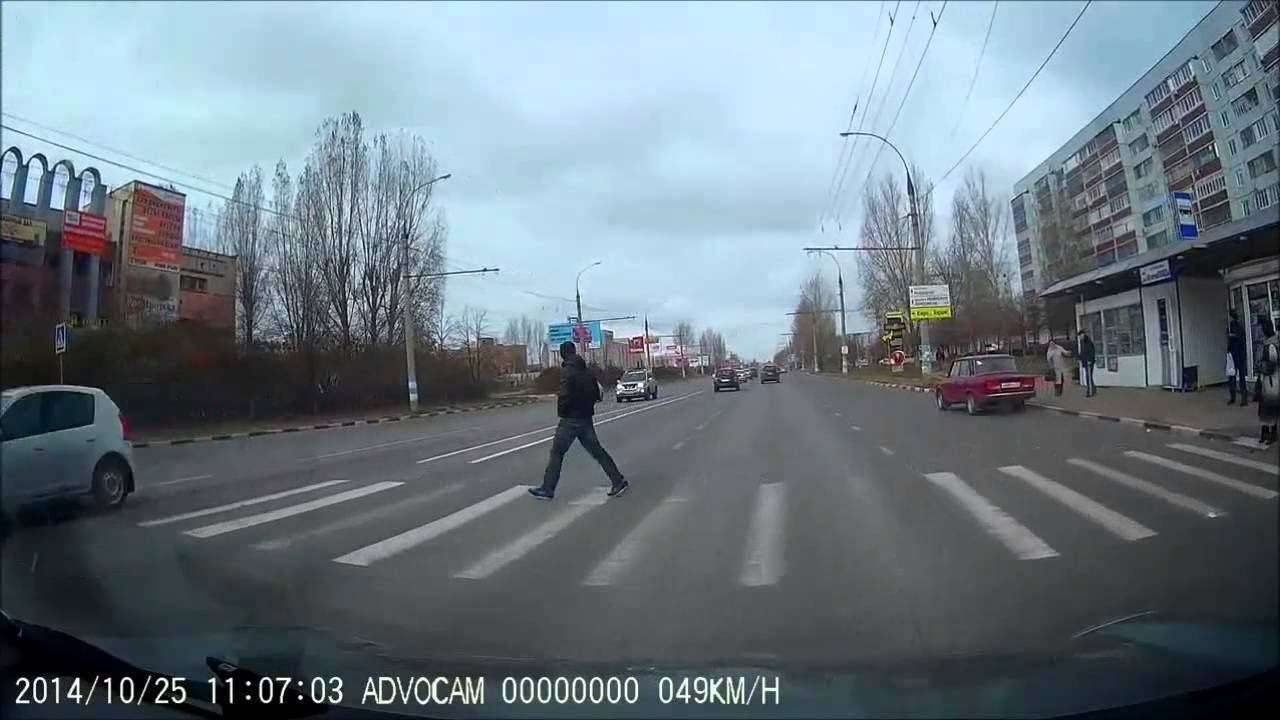 Driver does not see pedestrian in crosswalk || ViralHog - YouTube