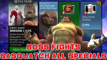 MCOC: MISSING LINKS SASQUATCH AND GUARDIAN BOSS FIGHTS | SASQUATCH ALL SPECIALS
