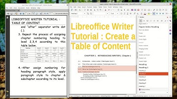 Libreoffice Writer Tutorial : How to  Create a Table of Content