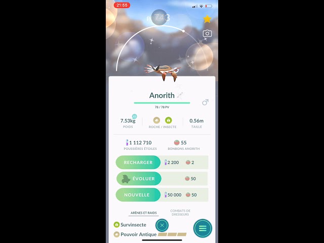 POKEMON GO SHINY ANORITH EVOLVED SHINY ARMALDO