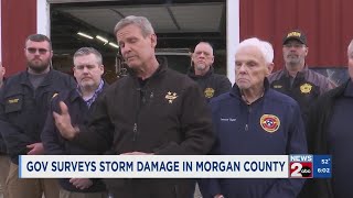 Governor Bill Lee surveys Morgan County storm damage