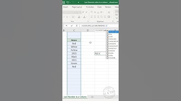 Excel formula to find the last number in a Column