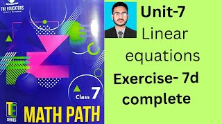 Class 7 math exercise 7d | te series| math path grade 7 | exercise 7d | linear equations