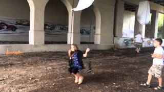 Swinging under the bridge in the Dequindre Cut