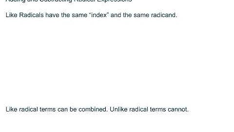 Adding and Subtracting Radical Expressions