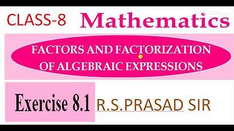 Class 8 maths factors and factorisation of algebraic function exercise 8.1