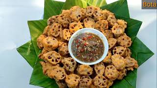 How to make fried lotus root with salt, pepper, lemon sauce, crispy and delicious.