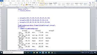 R studio Single Factor ANOVA