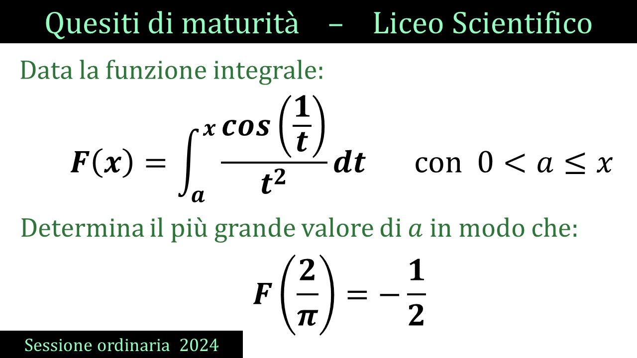 Maturità 2024 - Funzione integrale - ORDINARIA - QUESITO 6