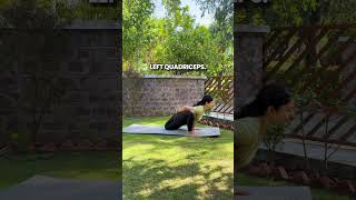 Release tight quads and hips with this Lizard Lunge quad stretch! #legworkout #legstretch
