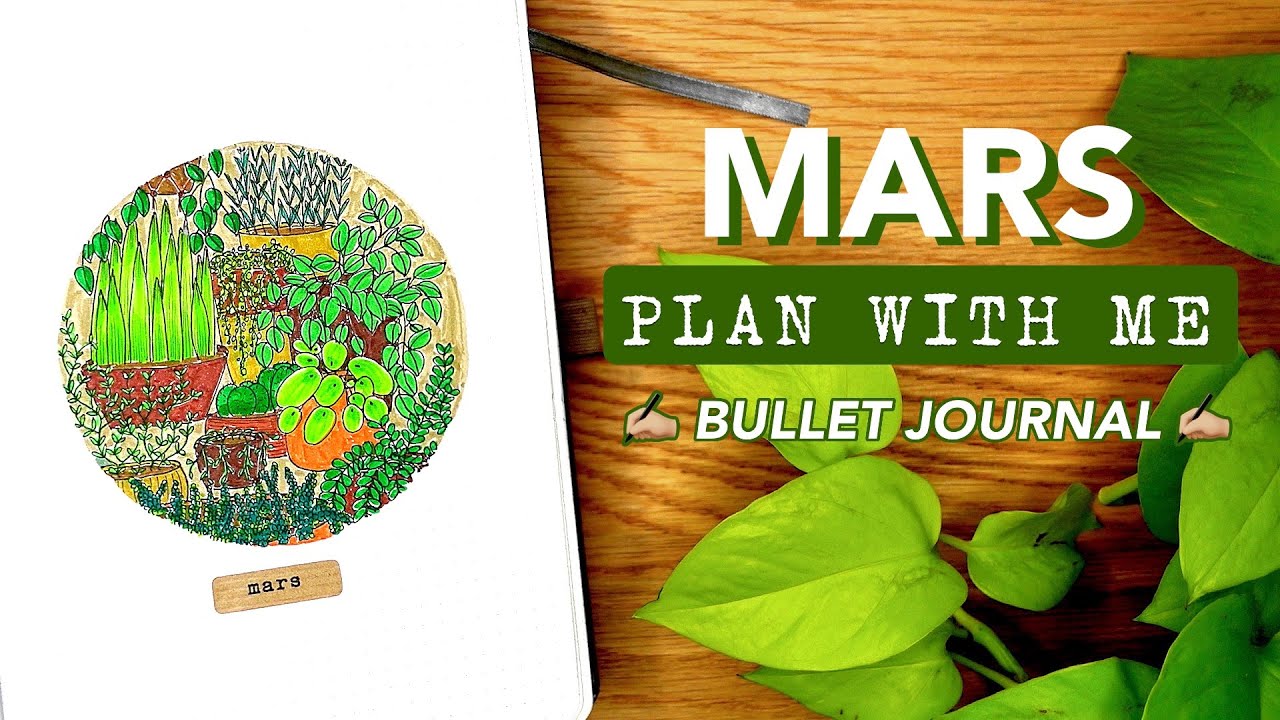 Bullet Journal MARS 2022 : plantes vertes | ORGANISATION PLAN WITH ME