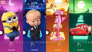 Tiles Hop EDM Rush | Minions Vs Boss Baby Vs Pink Panther Vs Lightning McQueen