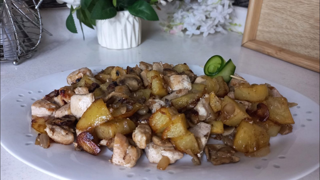 طبخة مفركة الفطر مع الدجاج