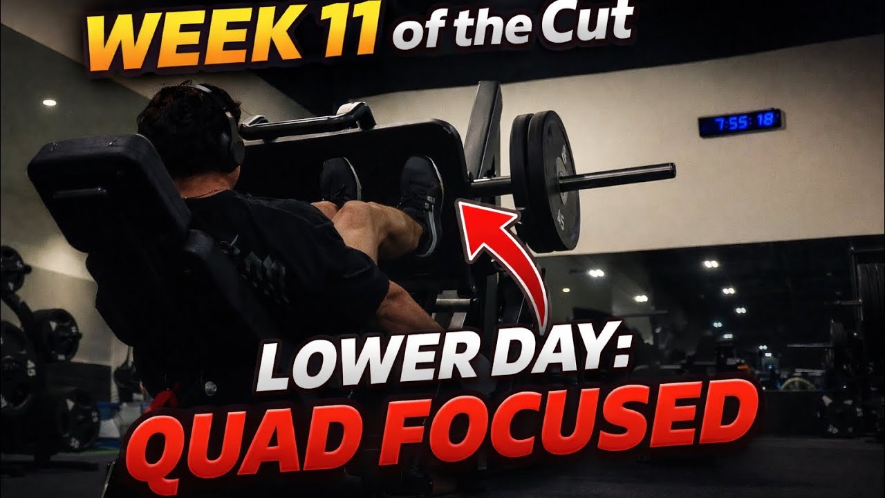 Lower Day Example Week 11 of the Cut: LOWER DAY (QUAD FOCUSED) - 29lbs Down!! - YouTube