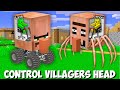 How to CONTROL A VILLAGERS HEAD in Minecraft ? SCARY SPIDER vs SUPER CAR VILLAGERS HEAD !