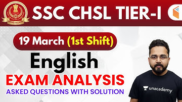 SSC CHSL (19 March 2020, Shift-I) English by Sandeep Sir | Exam Analysis & Asked Questions