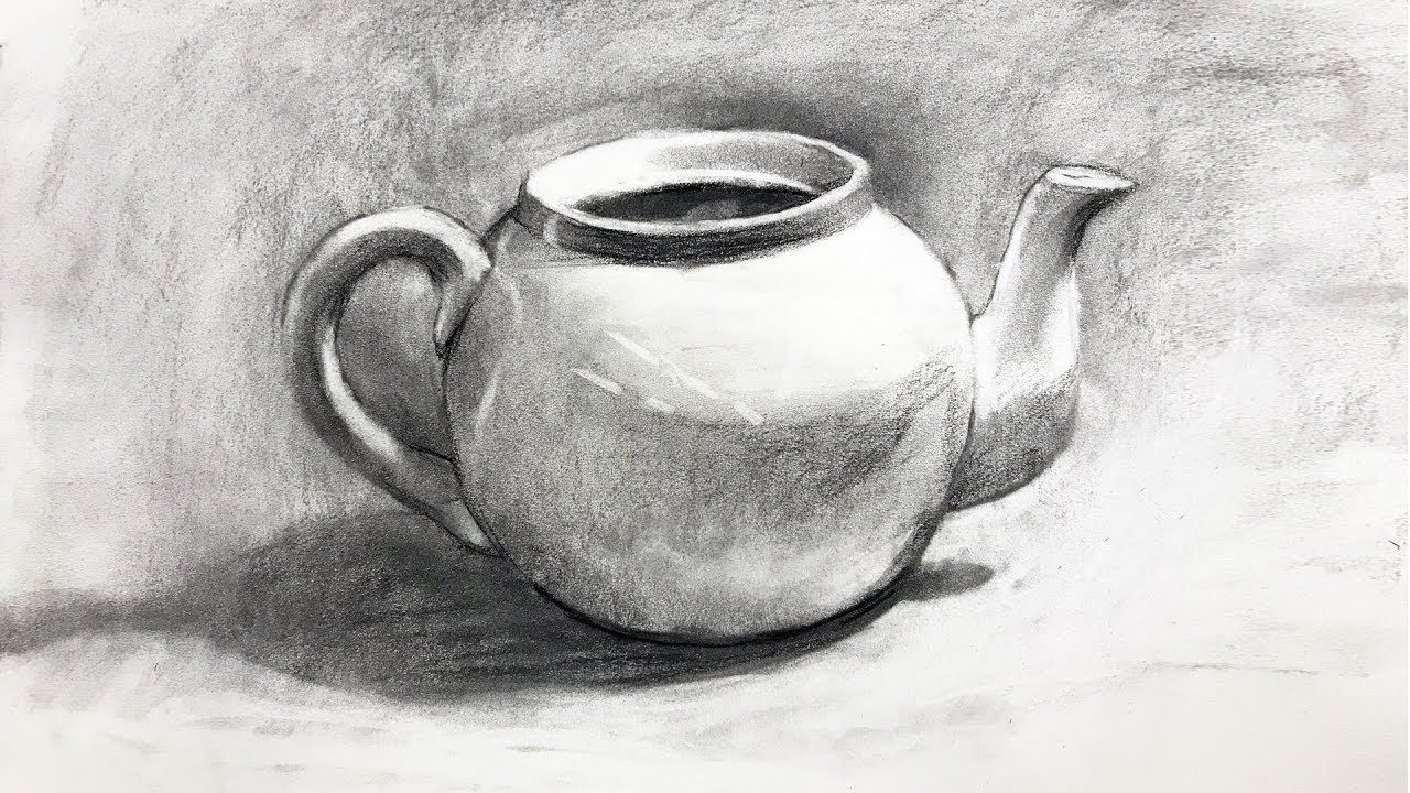 still life charcoal drawings