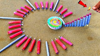 Lot Of Bijali Crackers And Diwali Sparklers Vs Big Ground Chakkar Amazing Experiment |