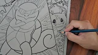 Pokemon Art Time-lapse  | Composition Art on Linocut #timelapse #pokemon #art screenshot 4