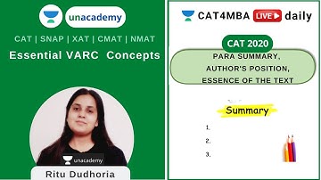 Essential VARC Concepts - Para Summary, Author