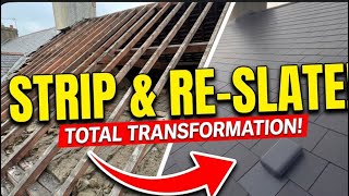 Old slates Off , Fibre Cement Slates On . Full Strip & Re-roof