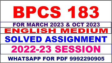 bpcs 183 solved assignment 2022-23 in english | bpcs 183 solved assignment 2022-23 | bpcs 183 2023