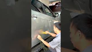 How To Fix A Dented Car By Pulling It With Tape.