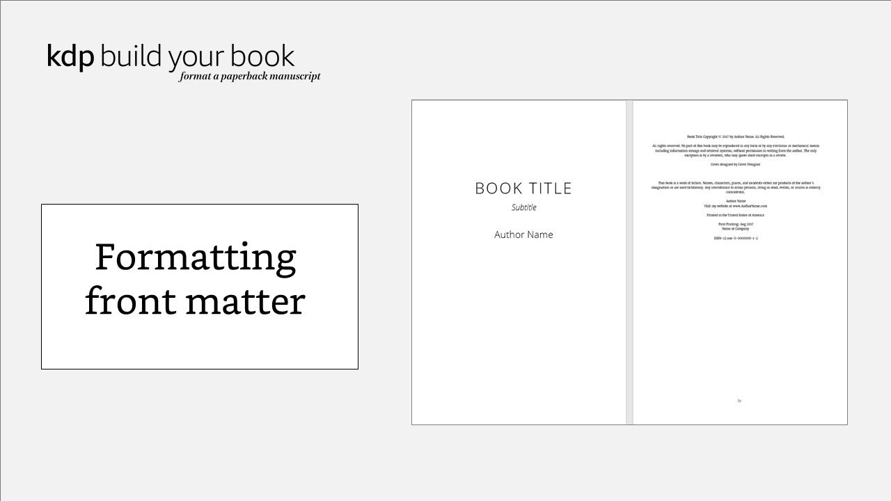 Formatting Front Matter Youtube