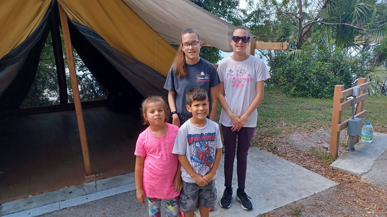 James and Grace kids show camping at quiet waters park