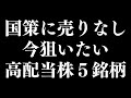 国策に売りなし！今狙いたい高配当株はこの5銘柄