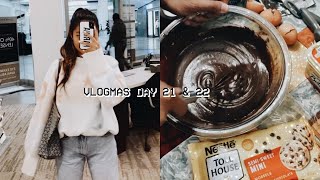 Vlogmas Day 21 \& 22 ❆ LAST MINUTE CHRISTMAS SHOPPING FOR 7 HOURS + baking brownies