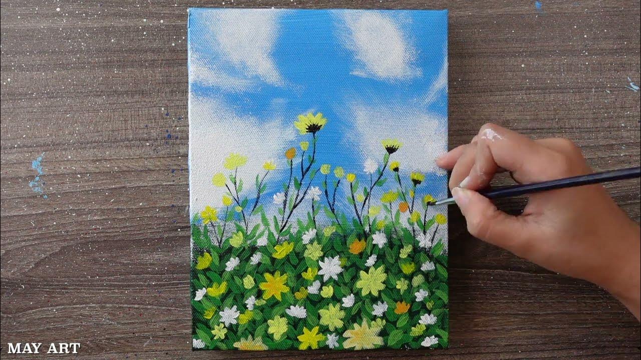 How to Draw Wildflowers / Acrylic Painting Techniques YouTube
