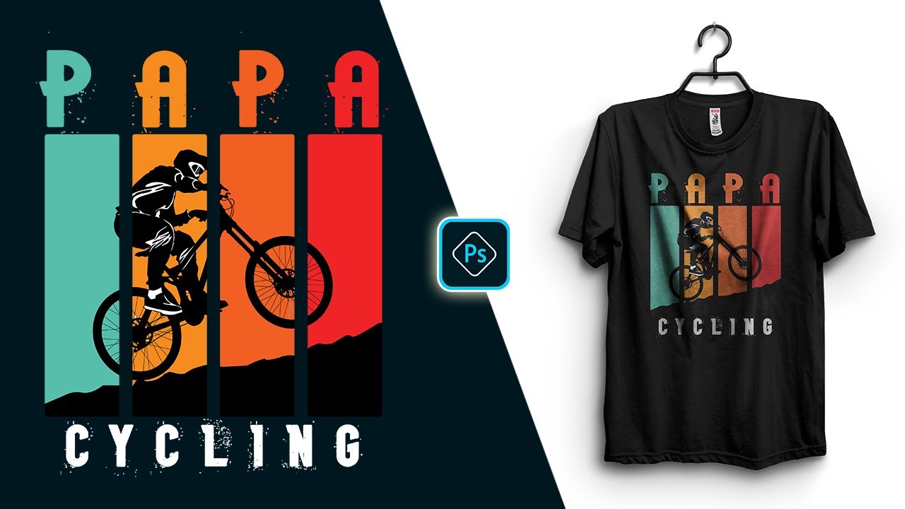 Vintage Cycling T-Shirt Design For Redbubble In Adobe Photoshop Tutorial