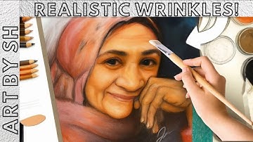 How to draw WRINKLES & elderly  people | REALISTIC skin texture  in pestels