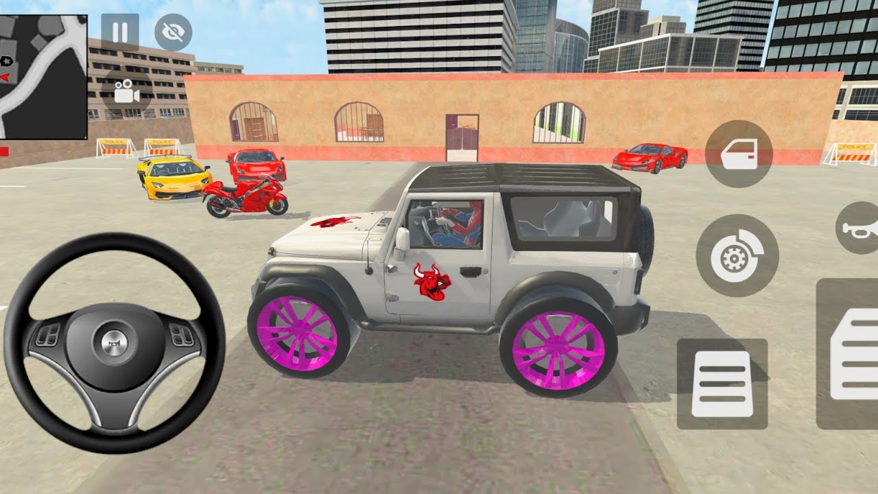 Car Bike Game: SpiderMan ordered an Indian White Thar and drives a new Indian Police Gadi in Game